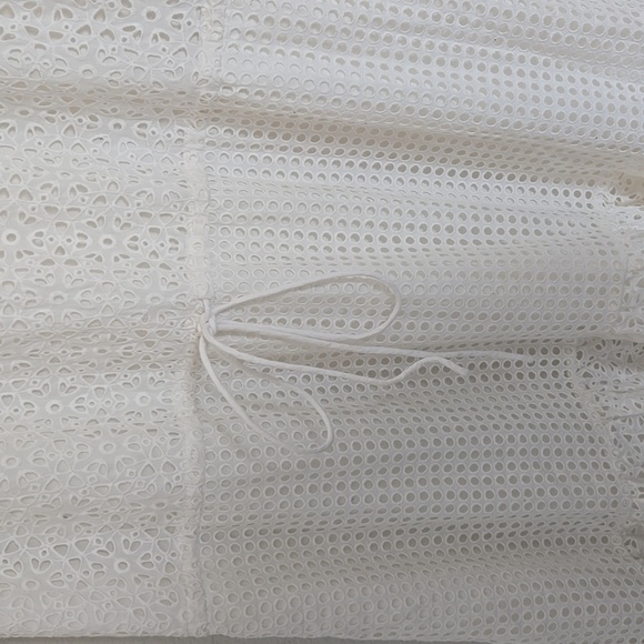 Diane Von Furstenberg Elegant White Eyelet Midi Tiered Dress Resortwear Sundress - Picture 10 of 14